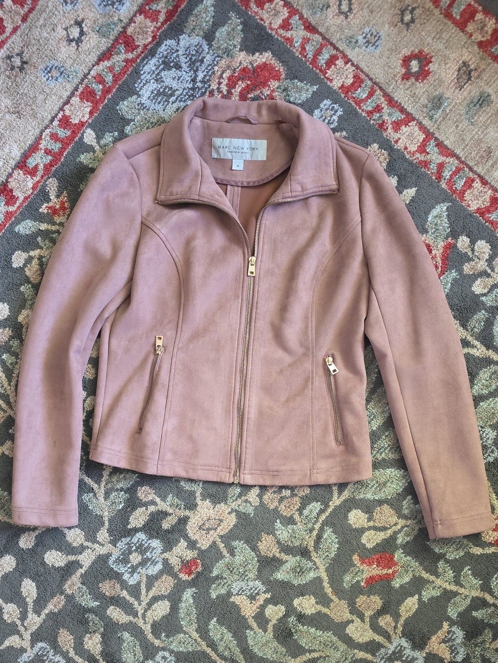 Marc New York Dusty Mauve Zip-Front Suede Jacket
